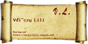 Váczy Lili névjegykártya